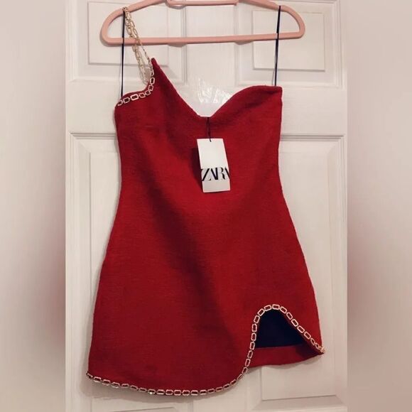 ZARA CHAIN TRIM ASYMMETRIC DRESS - Picture 16 of 16